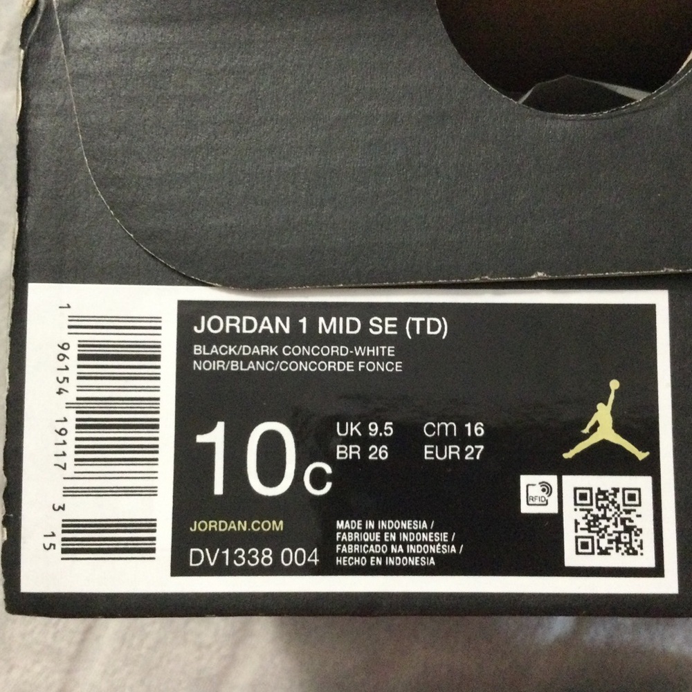 Nike Jordan 1 Mid Se Toddler Color Black/Dark Concord/White - Picture 13 of 15